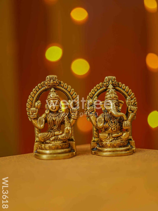 Brass Lakshmi Ganesha Idol - WL3618