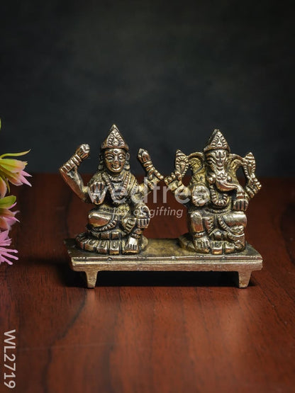 Brass Lakshmi-Ganesha on Chowki - WL2719