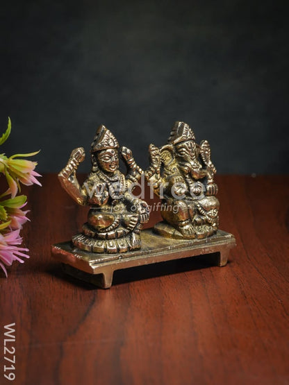 Brass Lakshmi-Ganesha on Chowki - WL2719