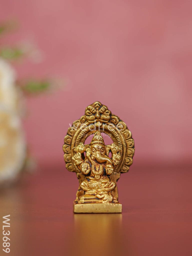 Brass Lakshmi Ganesha Saraswathi Idols in Frame - Set of 3 - WL3689