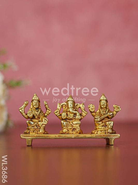 Brass Lakshmi Ganesha Saraswathi in Chowki - WL3686