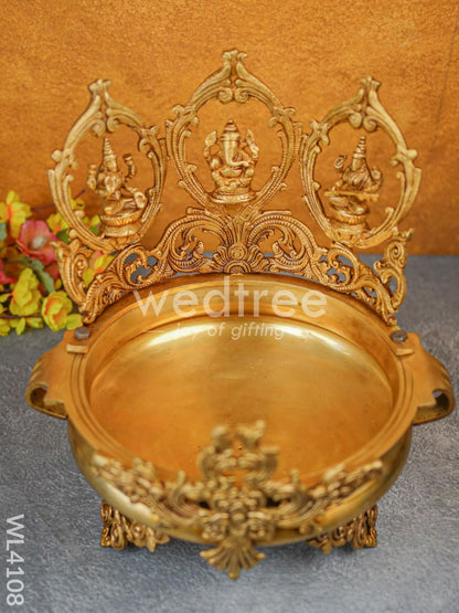 Brass Lakshmi-Ganesha-Saraswathi Urli - WL4108