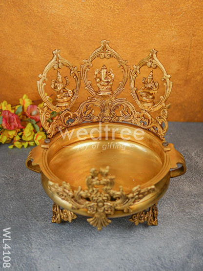 Brass Lakshmi-Ganesha-Saraswathi Urli - WL4108