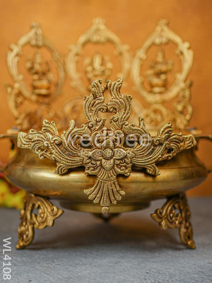 Brass Lakshmi-Ganesha-Saraswathi Urli - WL4108