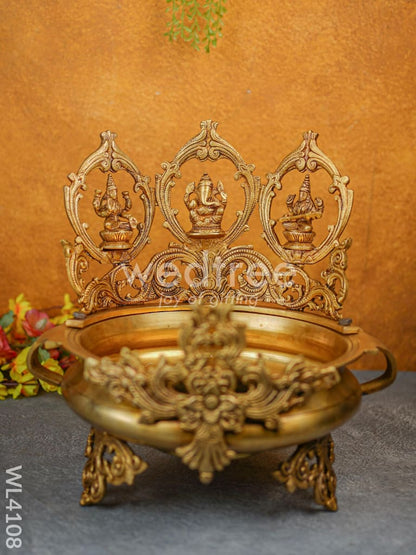 Brass Lakshmi-Ganesha-Saraswathi Urli - WL4108