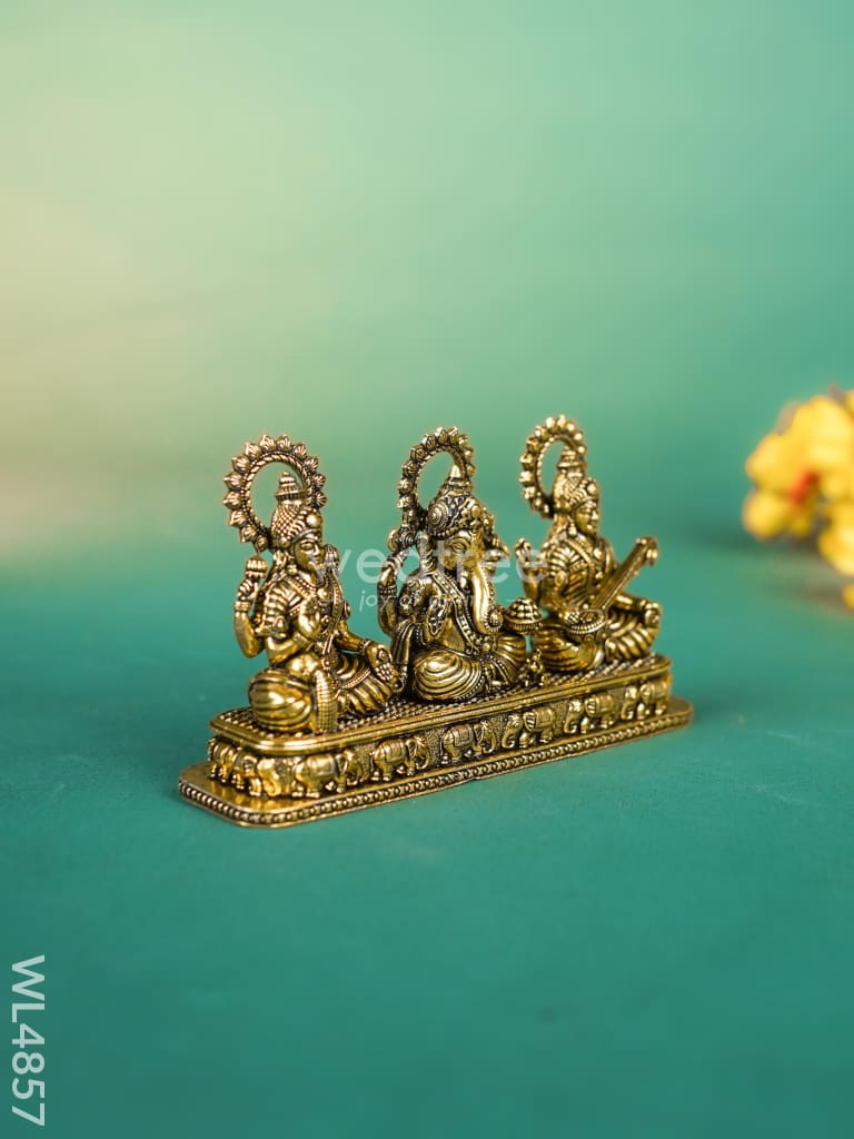 Brass Lakshmi Ganesha Saraswati Idol - 3 inch - WL4857