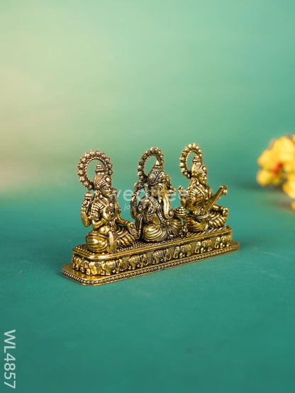 Brass Lakshmi Ganesha Saraswati Idol - 3 inch - WL4857