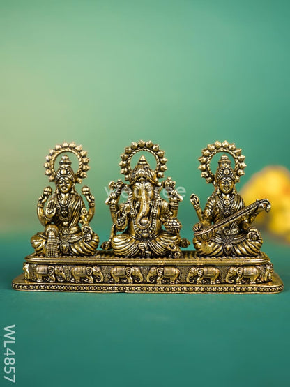Brass Lakshmi Ganesha Saraswati Idol - 3 inch - WL4857