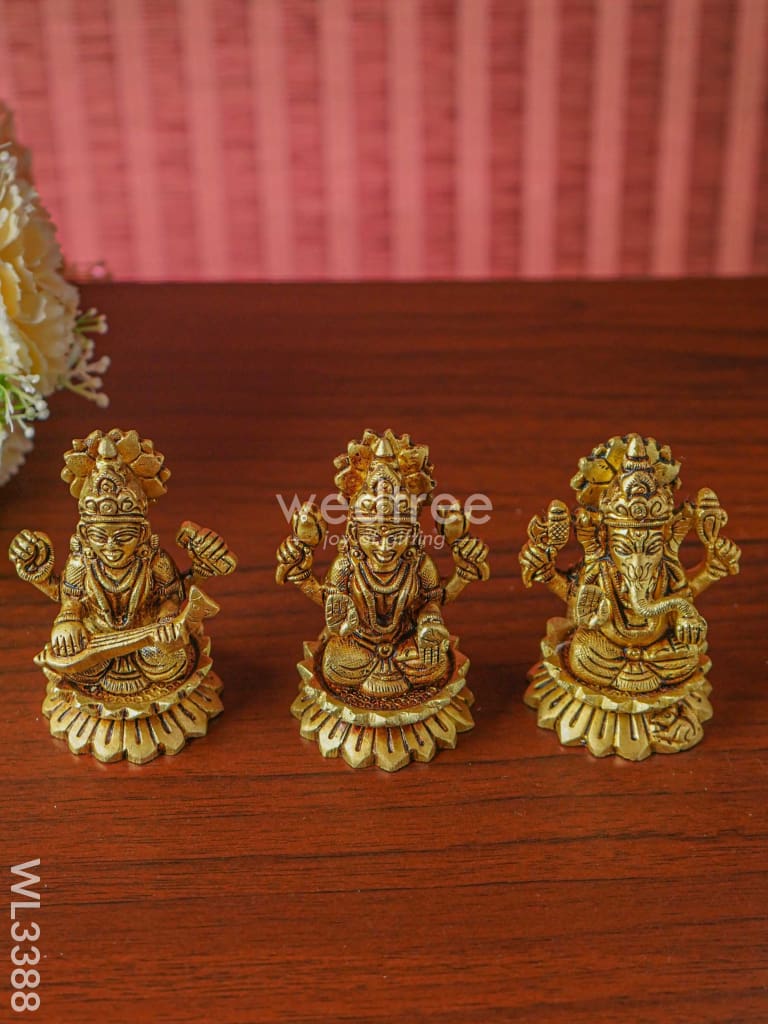 Brass Lakshmi Ganesha Saraswthi Idols - WL3388