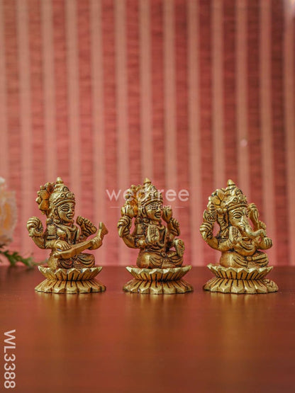 Brass Lakshmi Ganesha Saraswthi Idols - WL3388