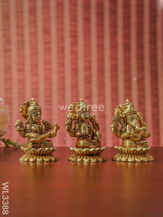 Brass Lakshmi Ganesha Saraswthi Idols - WL3388