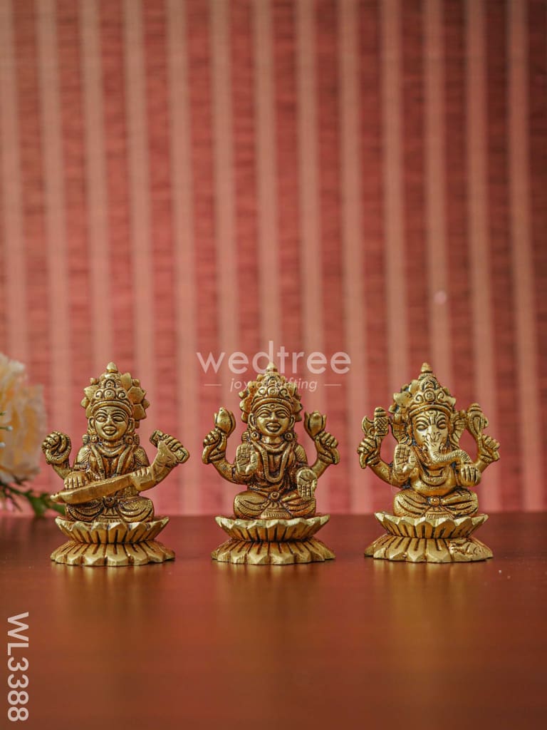 Brass Lakshmi Ganesha Saraswthi Idols - WL3388