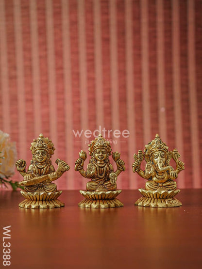 Brass Lakshmi Ganesha Saraswthi Idols - WL3388