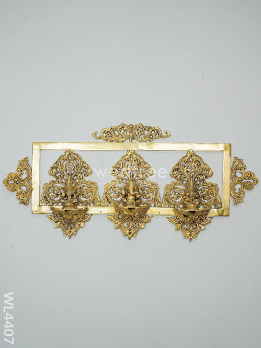 Brass Lakshmi Ganesha & Sarawathi frame with Antique Finish - WL4407