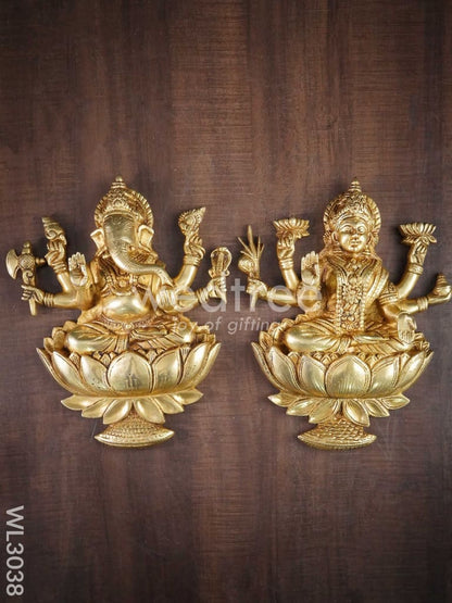 Brass Lakshmi Ganesha Wall Hanging - Set of 2 - WL3038