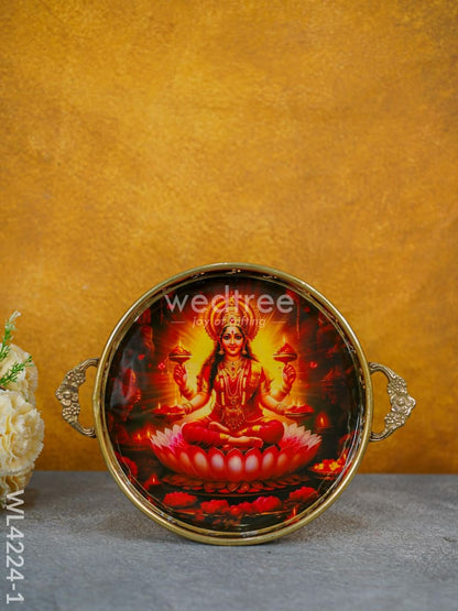 Brass Lakshmi Printed Tray - WL4224