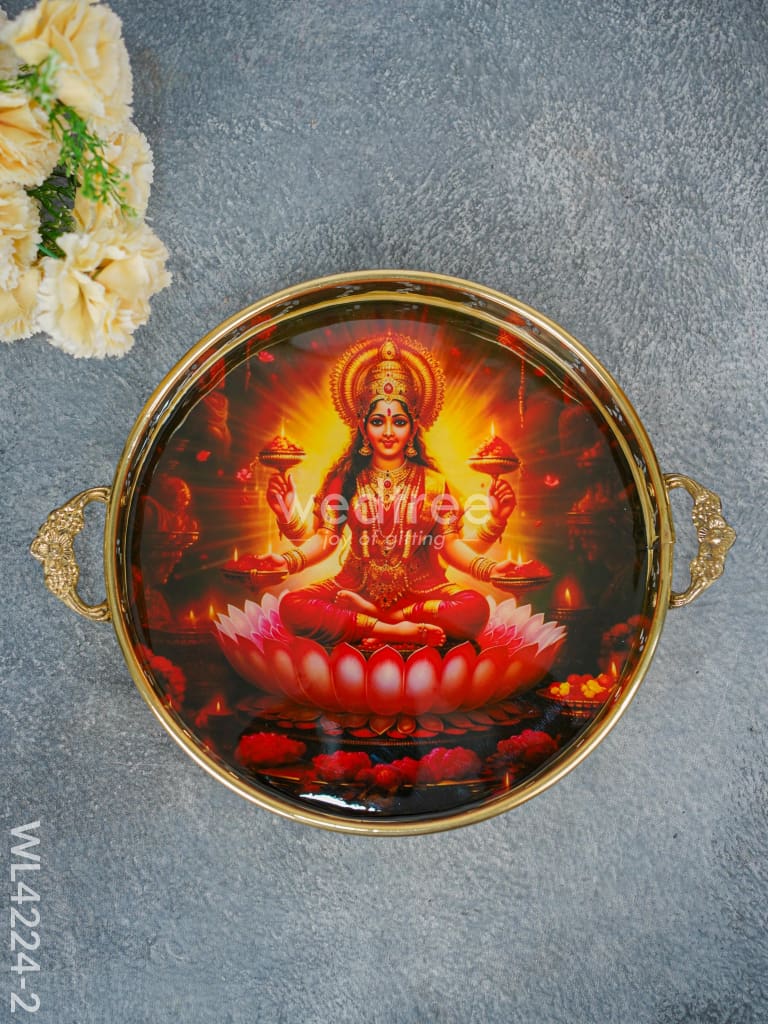 Brass Lakshmi Printed Tray - WL4224