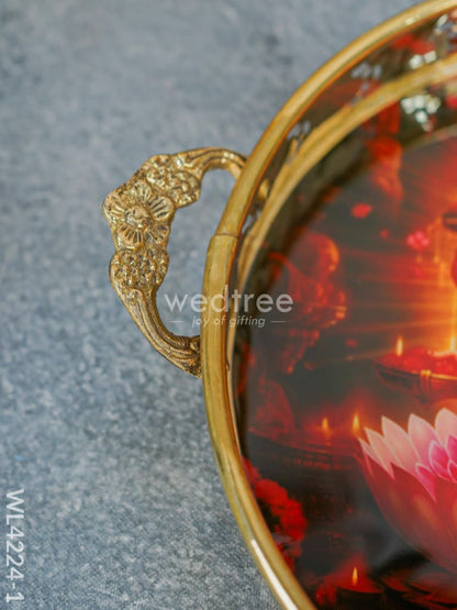 Brass Lakshmi Printed Tray - WL4224