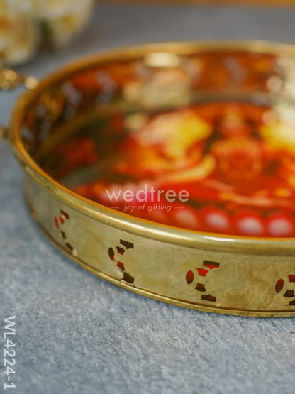 Brass Lakshmi Printed Tray - WL4224