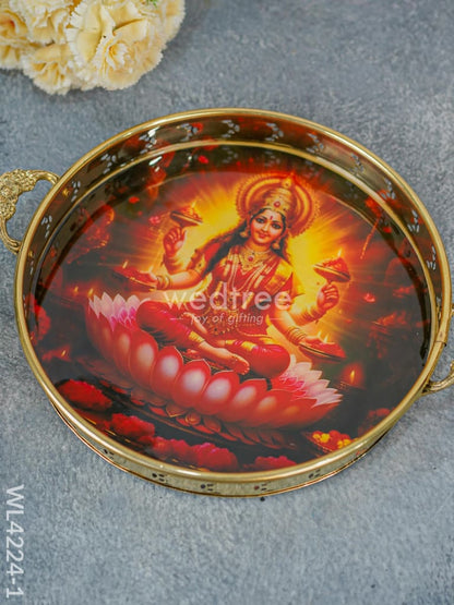 Brass Lakshmi Printed Tray - WL4224