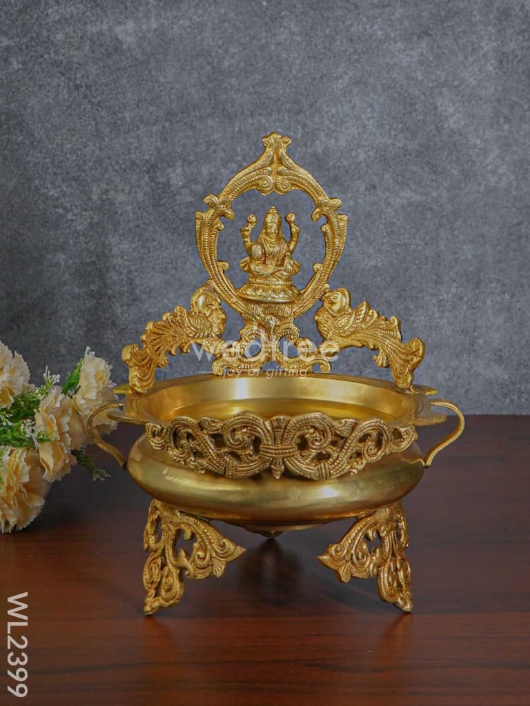 Brass Lakshmi Urli with Handle - WL2399