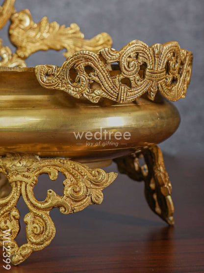 Brass Lakshmi Urli with Handle - WL2399