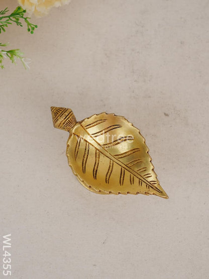 Brass Leaf Diya With Stand - WL4355