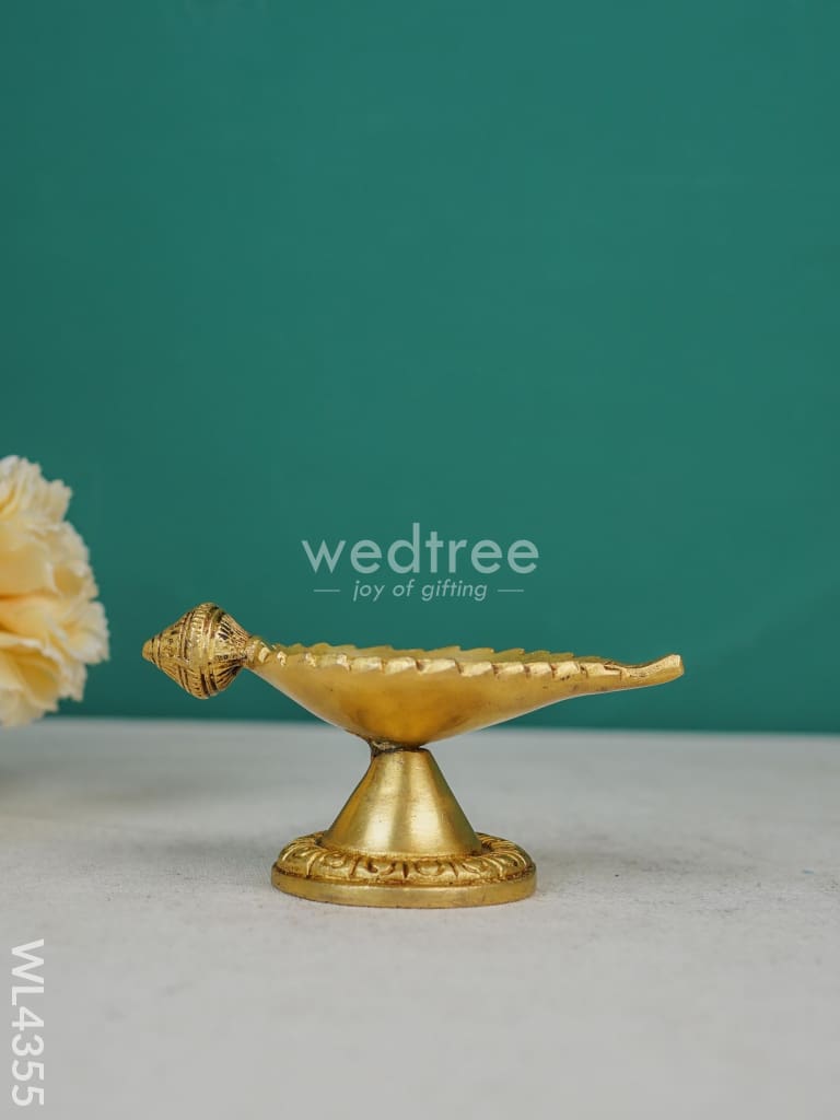 Brass Leaf Diya With Stand - WL4355