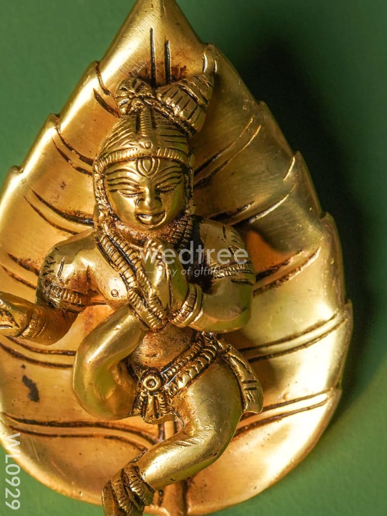 Brass Leaf Krishna Wall Hanging - WL0929