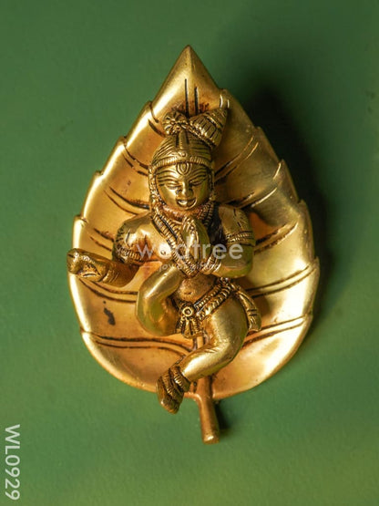 Brass Leaf Krishna Wall Hanging - WL0929