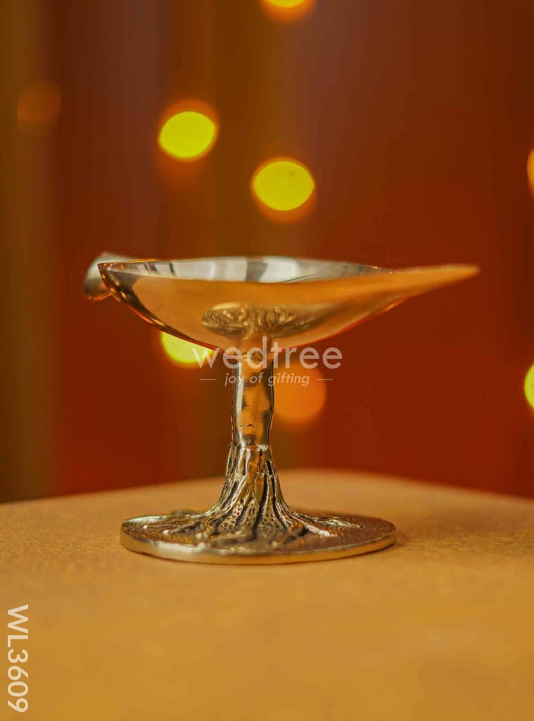 Brass Leaf Shape Diya with Stand - WL3609