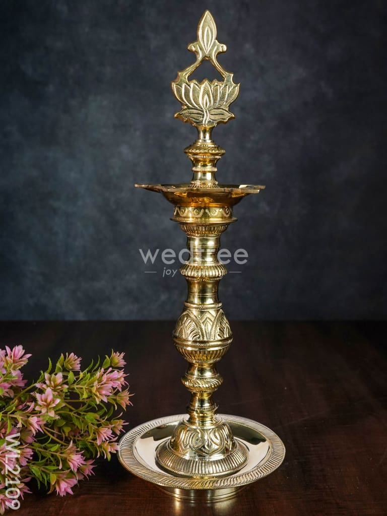 Brass Lotus Kuthu Vilakku - 16 inch - WL2109