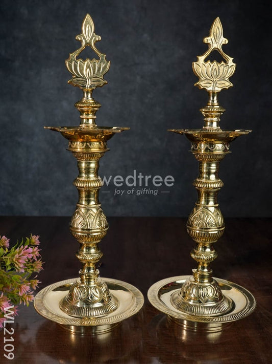 Brass Lotus Kuthu Vilakku - 16 inch - WL2109