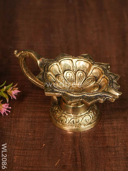 Brass Lotus Leaf Shaped Diya  - WL2086
