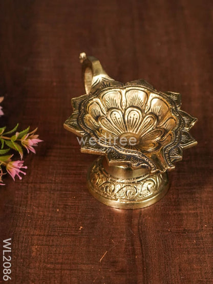 Brass Lotus Leaf Shaped Diya  - WL2086