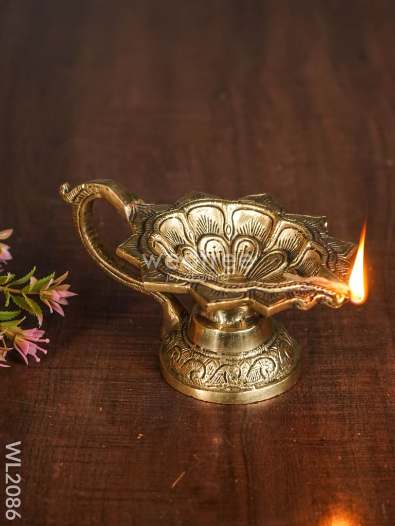 Brass Lotus Leaf Shaped Diya  - WL2086