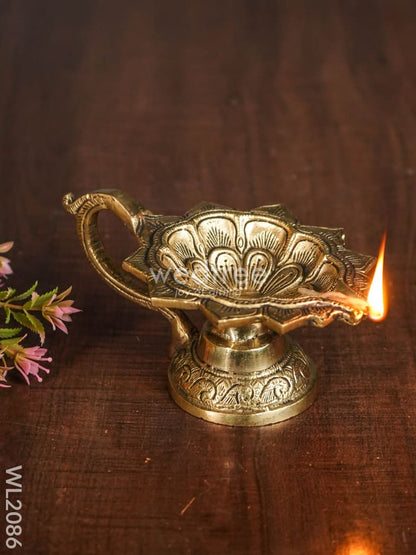 Brass Lotus Leaf Shaped Diya  - WL2086