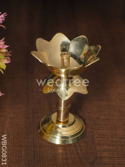 Brass Lotus Shape Diya with Stand - 3.5 inch  - WBG0831