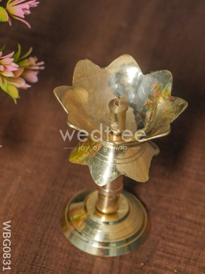 Brass Lotus Shape Diya with Stand - 3.5 inch  - WBG0831