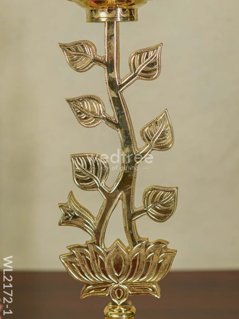 Brass Lotus Shape Kuthu Vilakku with Five Face Diya (Set of 2) - WL2172