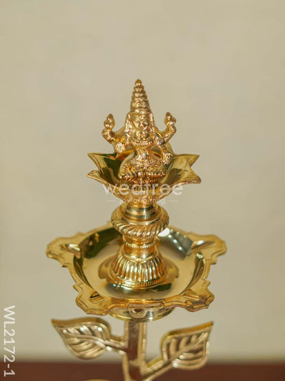 Brass Lotus Shape Kuthu Vilakku with Five Face Diya (Set of 2) - WL2172