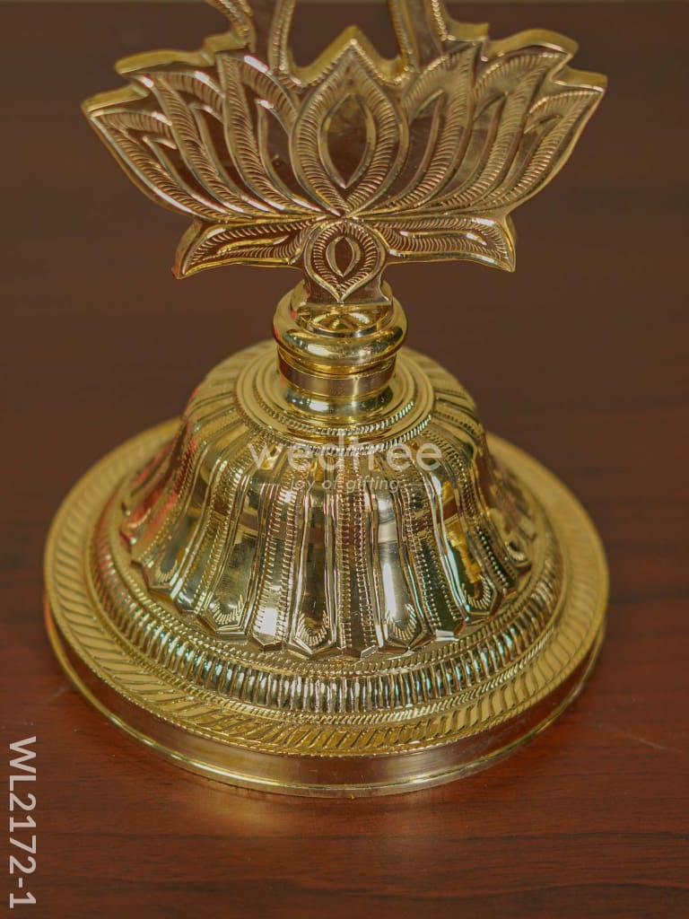 Brass Lotus Shape Kuthu Vilakku with Five Face Diya (Set of 2) - WL2172