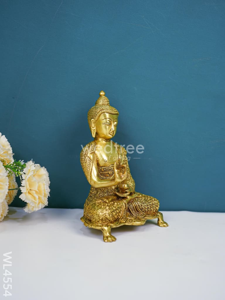 Brass Meditating Buddha Idol - WL4554