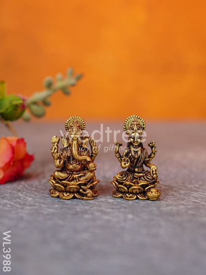 Brass Miniature Ganesha-Lakshmi Idols - WL3988