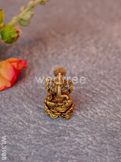 Brass Miniature Ganesha-Lakshmi Idols - WL3988