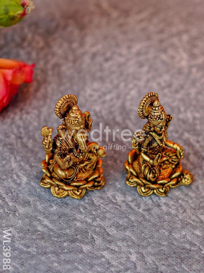 Brass Miniature Ganesha-Lakshmi Idols - WL3988