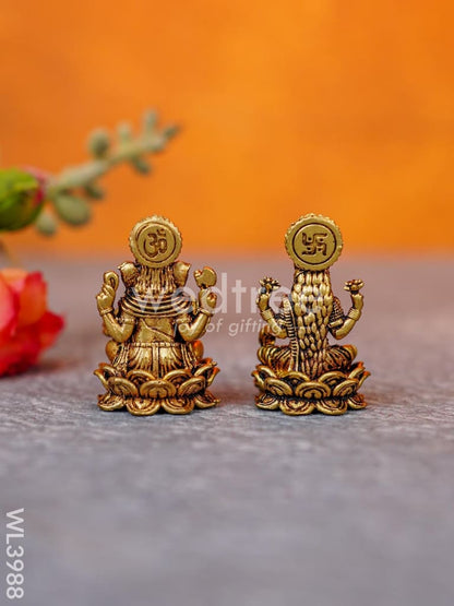 Brass Miniature Ganesha-Lakshmi Idols - WL3988