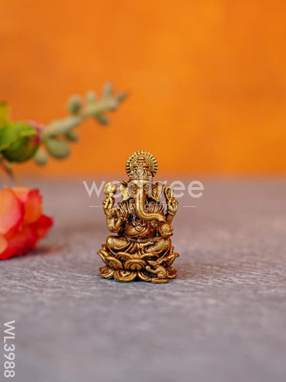 Brass Miniature Ganesha-Lakshmi Idols - WL3988