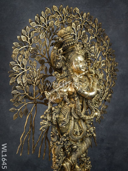 Brass Murali Krishna with Kalpavriksha Tree - WL1645