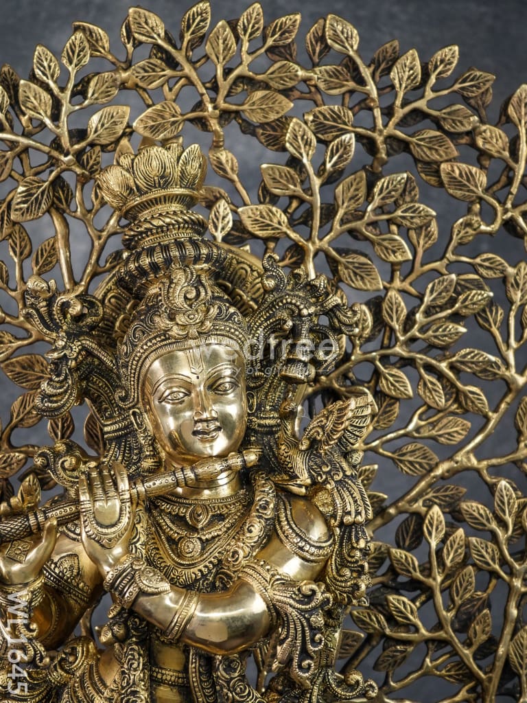Brass Murali Krishna with Kalpavriksha Tree - WL1645